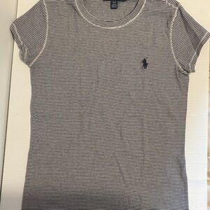 Ralph Lauren Navy and Cream Striped Top